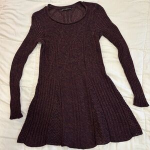 Peruvian Connection Marled Purple Long Sleeve Mix Knit Mini Dress | Pima Cotton